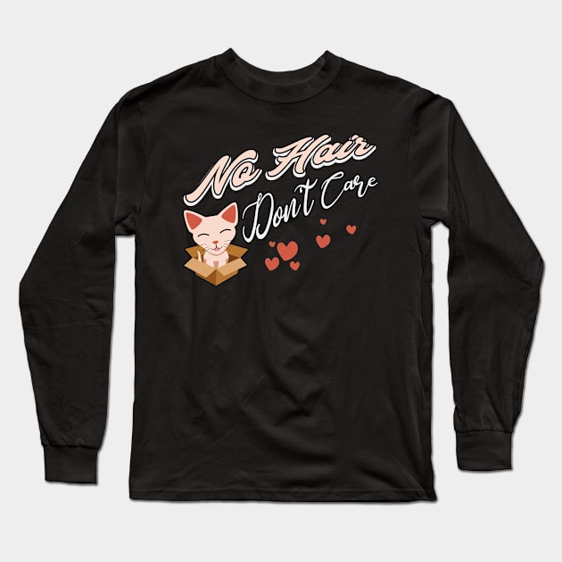 No Hair Don't Care Sphynx Cat in Box Long Sleeve T-Shirt by Foxxy Merch